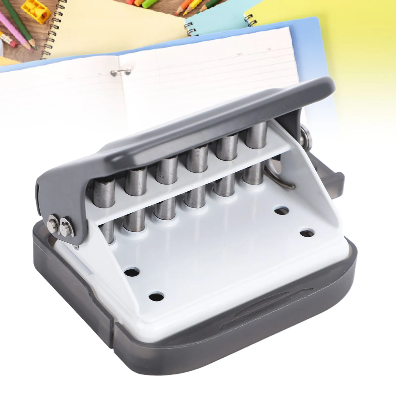 

ГОРЯЧАЯ НОВИНКА! Дырокол на 6 отверстий, диаметр отверстия 5,5 мм, глубина прокола 6 мм, для бумаги формата А4, В5, блокнотов и ежедневников, серый.