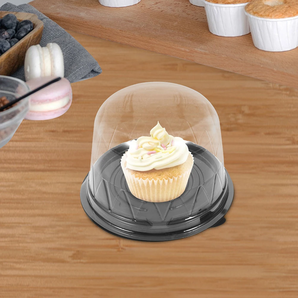 

100pcs Cake Dome Box 3 Inch Transparent Boxes for Mini Cupcake Muffin Single Cake Holder PET Material Food Safe Sealed Packaging