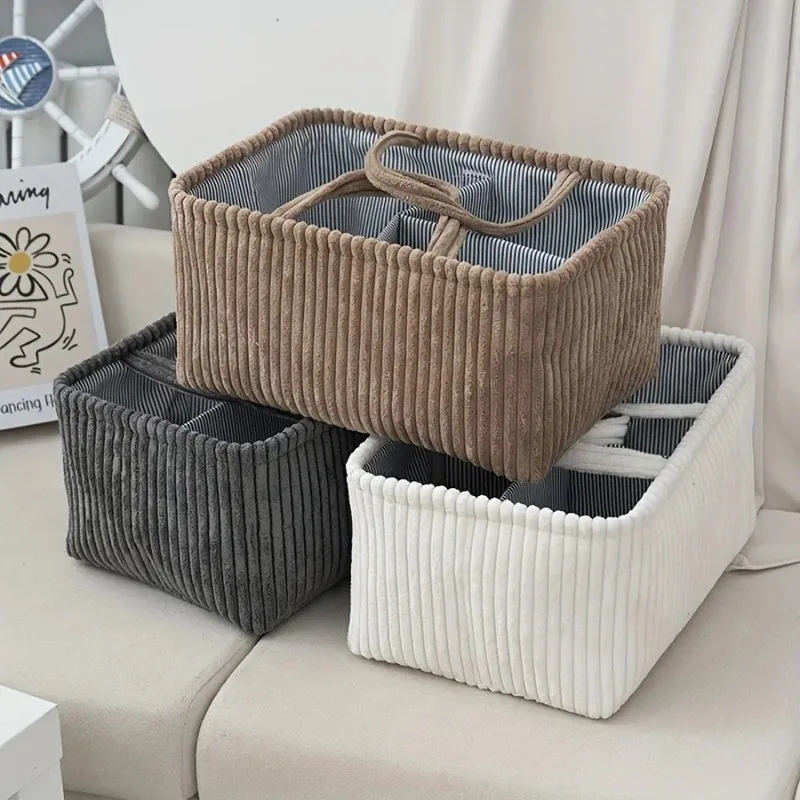 1pc Large Bohemian Storage Basket - Multi-Compartment Organizer for Baby Clothes, Toys & Home Decor