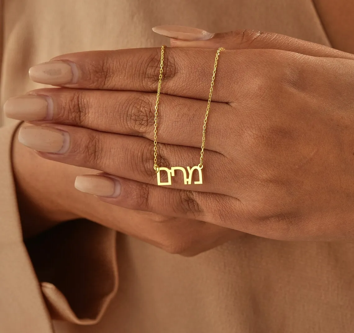 Jewish Ethnic Custom Hebrew Name Necklace Personalized Jewelry Stainless Steel Nameplate Pendant Necklace Friendship Gifts