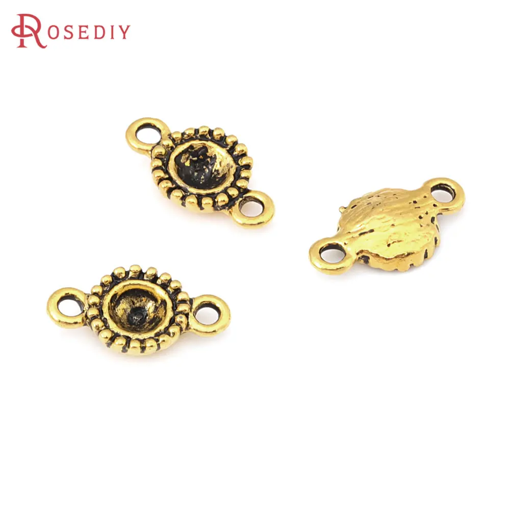 100PCS Antique Gold Color Zinc Alloy Round Earrings Connector Charms Diy Jewelry Making Supplies Necklace Earrings Accessories