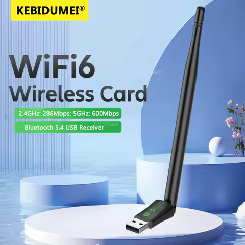 900Mbps USB WiFi6 Bluetooth 5.4 Adapter 5dBi Antenna Network Card 2in1 Dongle 2.4G&amp;5GHz Wlan Signal Receiver For PC Driver Free