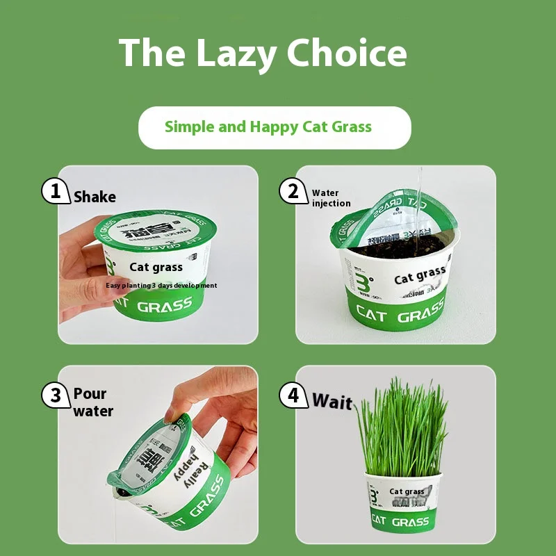 Cat Grass Box Easy Cat Grass Pot Plant Wheat Seeds Help Hair Lazy Hydroponic