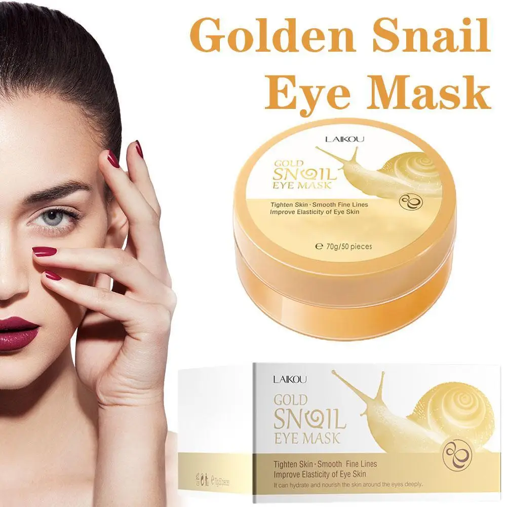 50pcs/box Gold Snail Eye Mask Anti Puffiness Dark Circles Firming Skin Reducing Fine Lines Brightening Eye Patches Korean Cosmet