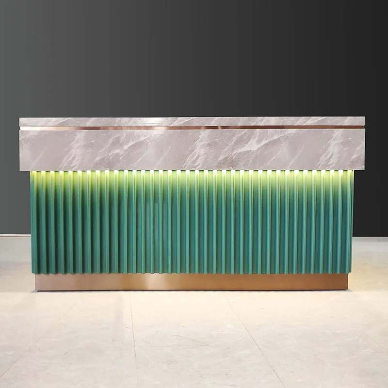 custom.Kainice Customized Green Fashion Shop Cashier Counter Boutique Store Reception Desk Checkout Counters Beauty Spa Stor