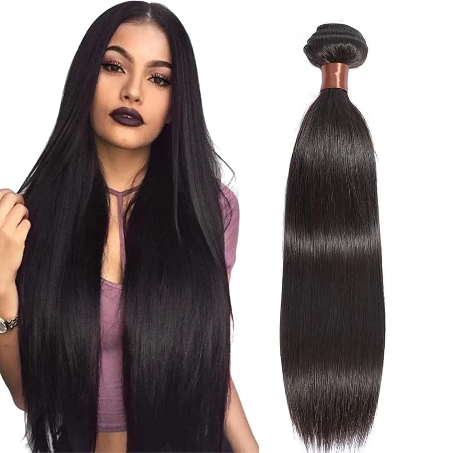 ตรงผมมนุษย์ 14 16 18 นิ้วบราซิล Virgin STRAIGHT Human Hair Bundles 2/3/4 รวมกลุ่มผมมนุษย์ตรงผม