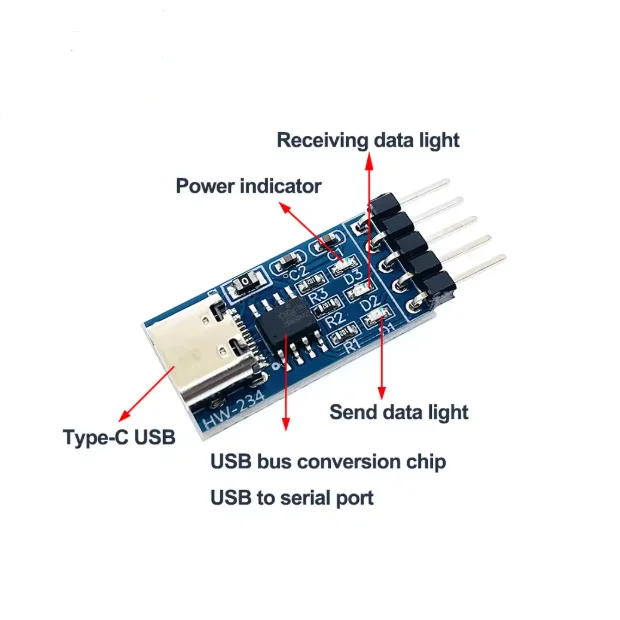 CH340N Type-C USB to TTL module to serial port upgrade with STC download cable 340G