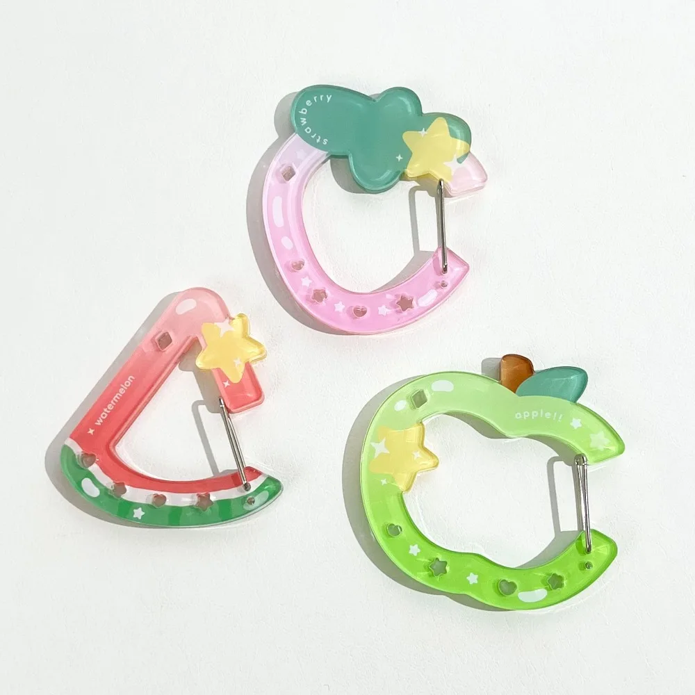 Fashion INS Style Fruit Carabiner Summer Style Acrylic Backpack Hanging Buckle Strawberry Apple Keychain Decorative Accessories