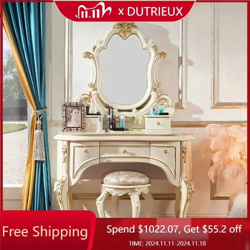 

Small Nordic Table Luxury Desings Wooden Storage Dressing Table White Modern Aesthetic Coiffeuse De Chambre Dresser Furniture