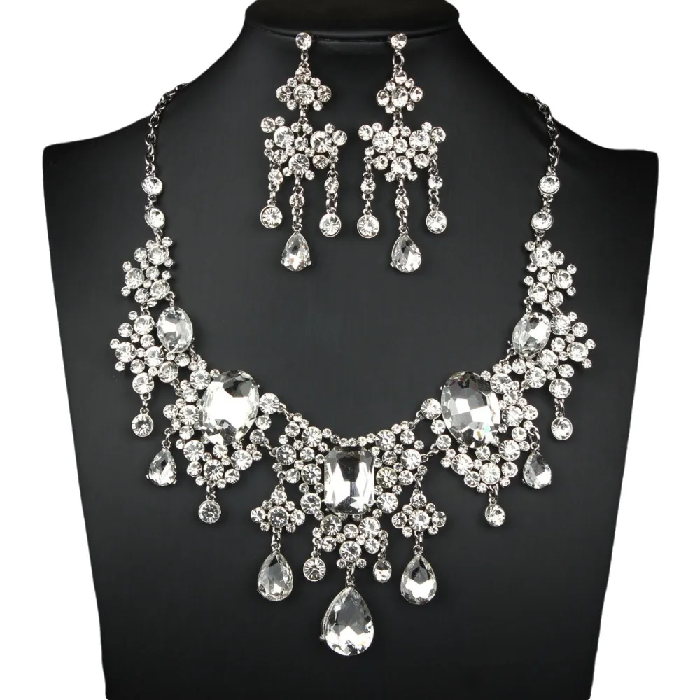 Elegant Rhinestone Jewelry Set Shiny Baroque Wedding Bridal Accessories Luxury Adjustable Women's Jewelry Set Outfit Accessory