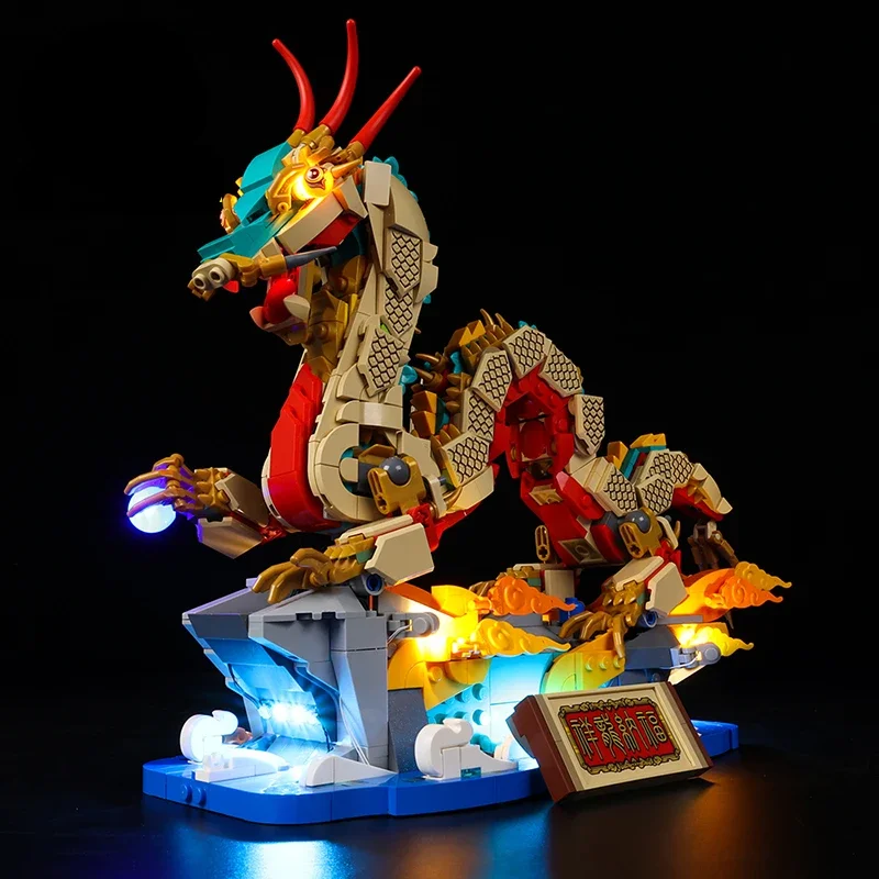 No Building Blocks Lamp Lighting for Auspicious Dragon 80112 DIY Toys Gift Only Lighting Set