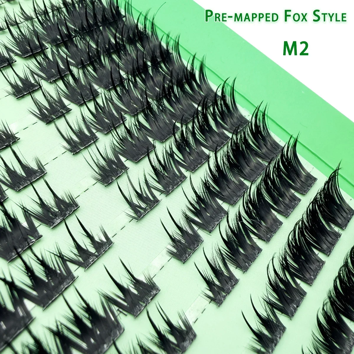 HBZGTLAD Vorgefertigte Fox-Eye Fluffy Lashes Manga Wimpernbüschel Natürliche Katzenaugen-Wimpern mit Spitzen-Wimpernbüscheln und unteren Wimpern – Detail 10