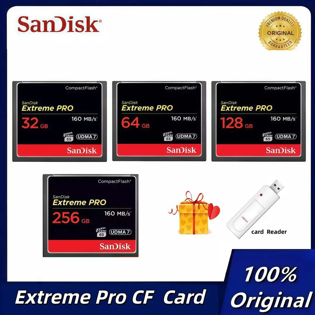 

Original SanDisk Memory CF Card 256GB 128GB 64GB 32GB Extreme Pro 4K UDMA7 CompactFlash Memory Card up to 160MB/s for Camera