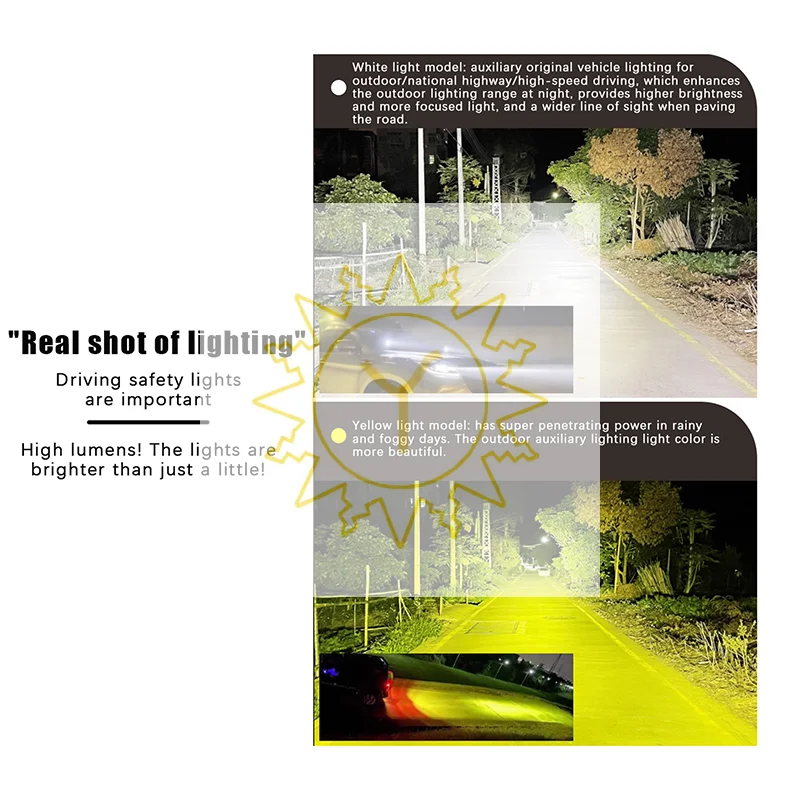 

White Yellow LED Pod Driving Work Light 3 Inch Car Spotlight For Motorcycle Pickup Truck Offroad Roof Luggage Rack Lamp