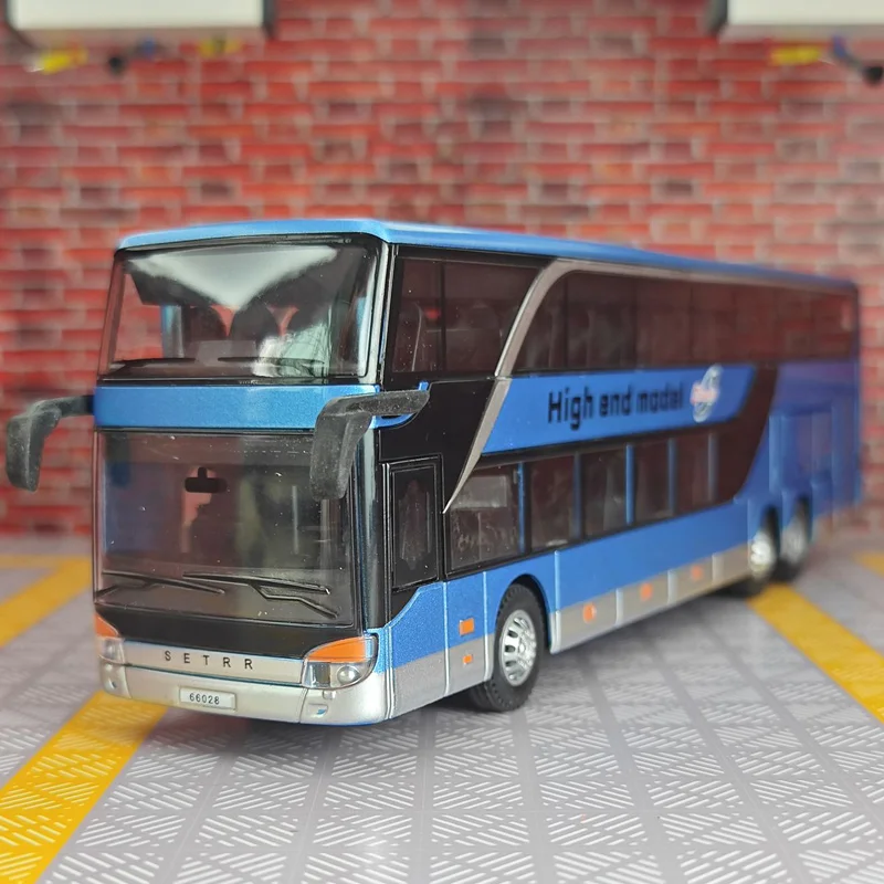 1:30 يمكن فتح محاكاة نموذج سيارة من السبائك لباب لعبة الأطفال للحافلة التجارية ذات الطابقين كهدية