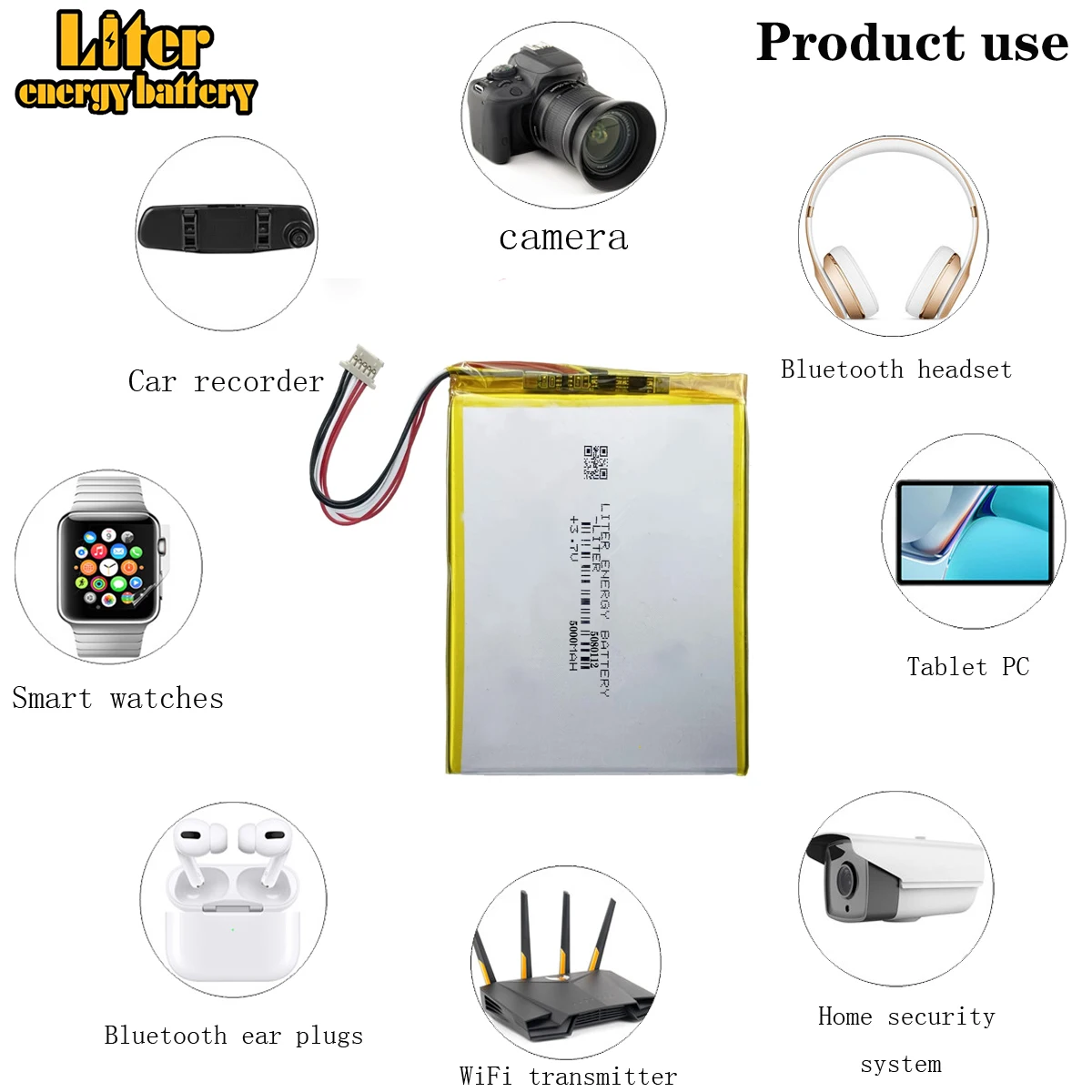 3.7V 5000mAh 5080112 Li-Polymer Rechargeable Battery For Autel MaxiSys MS906 MS905 MX808 Automobile Detector 5 Wires Plug
