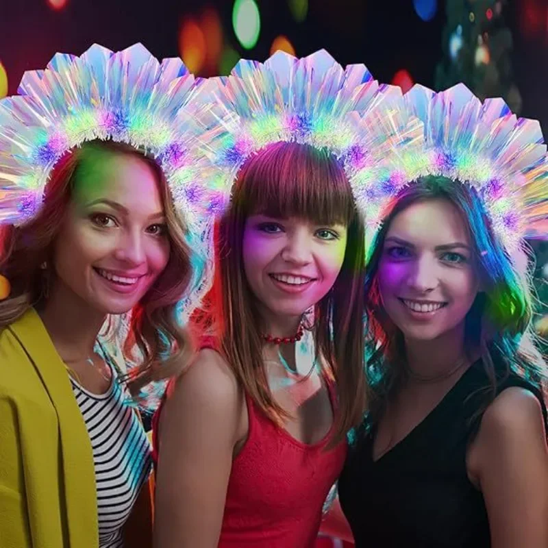 Glowing Laser Headband Light Up Hair Hoop Colorful LED Party Accessories for Halloween Christmas Stage Show Decoration Gift