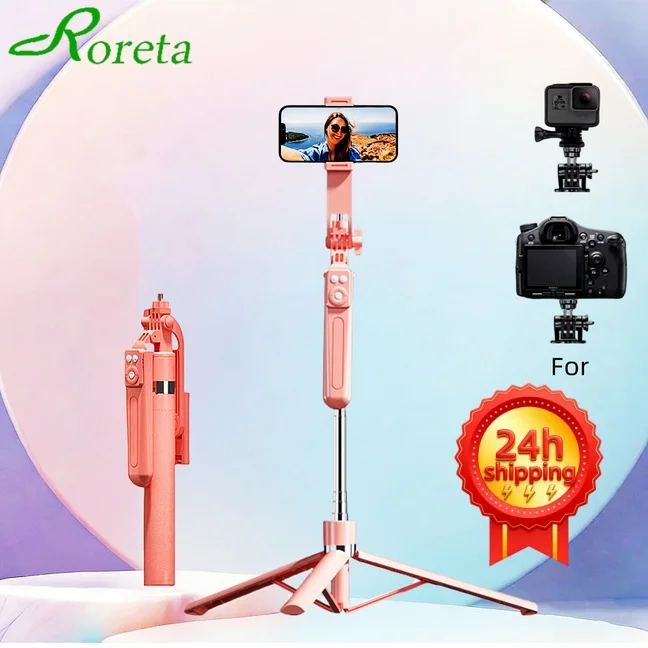 1700mm Wireless Selfie Stick Tripod for Smartphone, Extendable Foldable Phone Stand, Portable Monopod with Stable Shooting