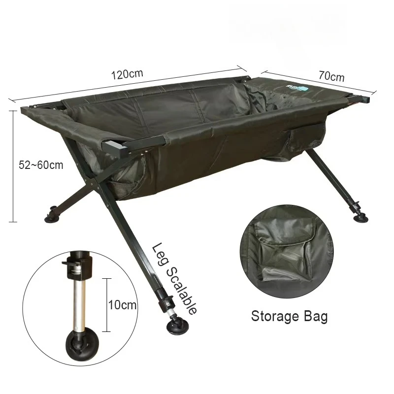 Selco Oxford Fabric and Steel Pipe 120cm Length Adjustable Leg Folding Carp Fishing Equipment Carp Cradle