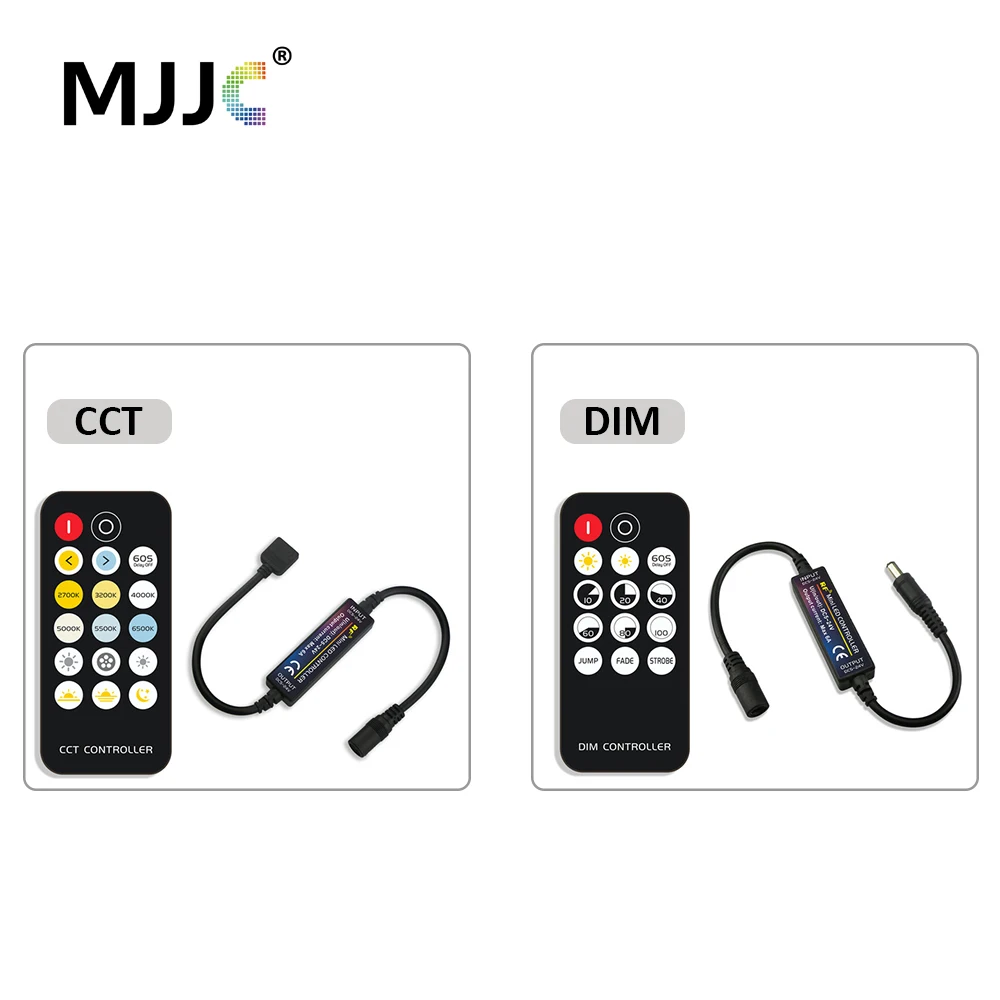 MJJC Mini RF 14/17keys LED Light Dimmer Controller DC5V 12V 24V 6A CCT 3pin Remote Control Single Color for LED Tape Lights