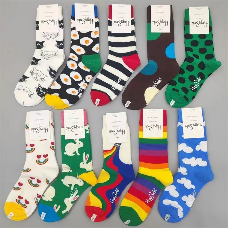 Happy Socks Женские носки средней длины из чистого хлопка Носки Four Seasons РАЗМЕР 36-40 Happy Socks Женские носки средней длины из чистого хлопка Носки Four Seasons РАЗМЕР 36-40