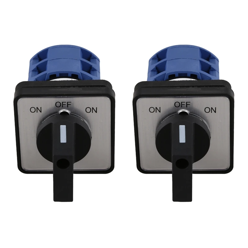 

2X AC660V 25A 2-Pole 3-Position Momentary Plastic Rotary Changeover Switch Blue+Black