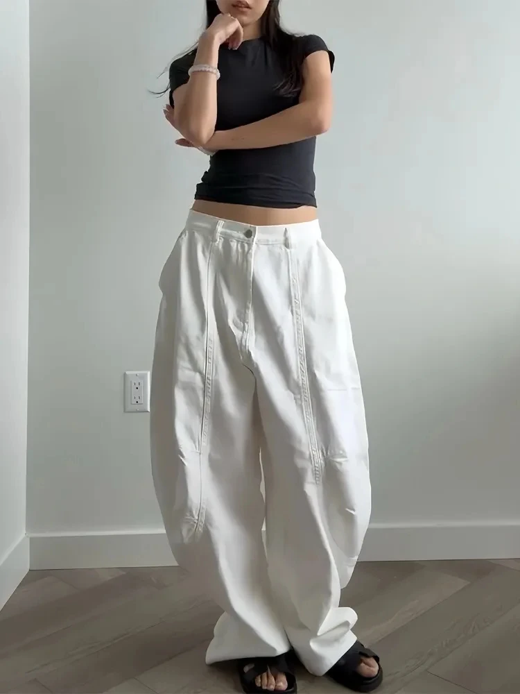Vintage witte broek voor vrouwen 2025, nieuwe bodems, mode, Y2k wijde pijpen, casual streetwear broek, Pantalon Femme, nieuwe bodems