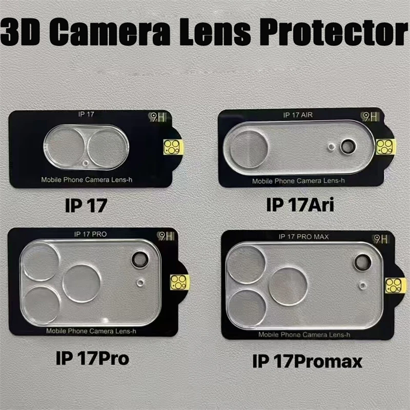 

1-3 шт., 9H, прозрачное защитное стекло для объектива камеры для IPhone 17 16 15 Pro Max Plus, полное покрытие с защитой от царапин, аксессуары для телефонов