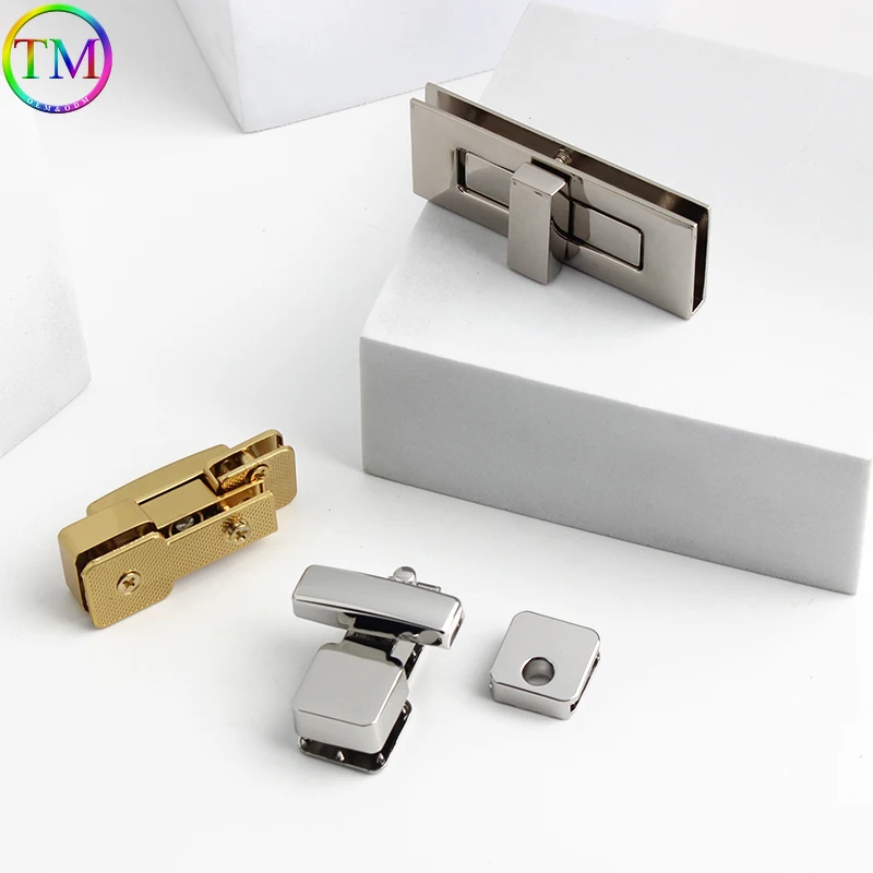 Stain Gold Triangle Metal Closure Clasp Turn Locks Clasp Twist Lock For DIY Handbag Craft Bags Purse Luggage Hardware Parts