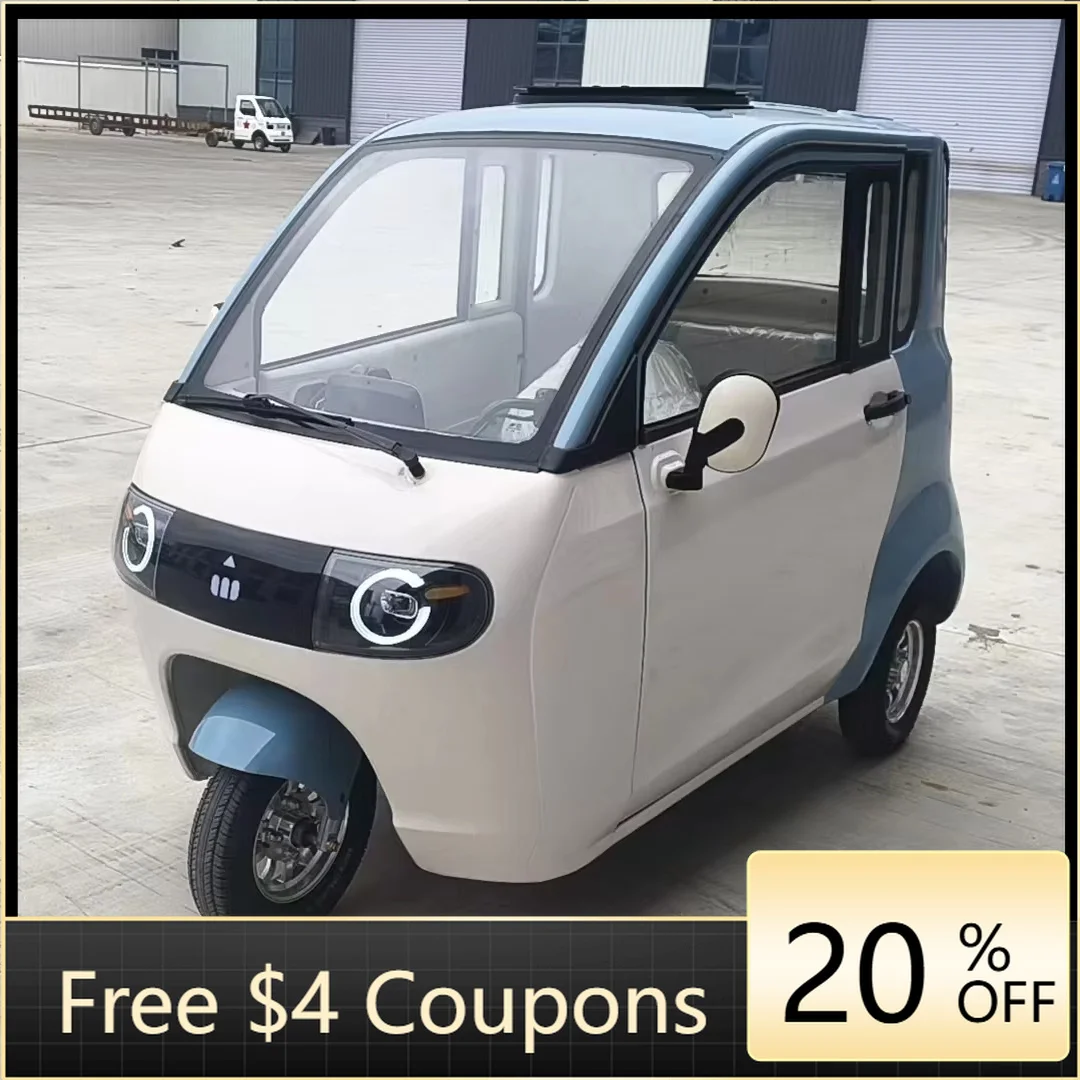 YzhgbElectric enclosed tricycle, capable of carrying one passenger, traveling at a high speed of 30-50 km/h, with a power of mor