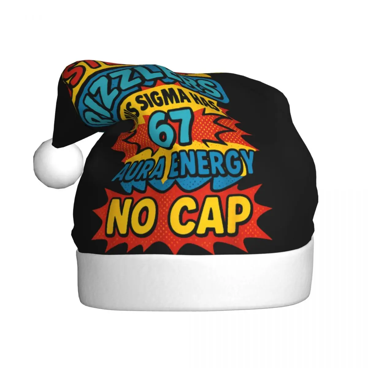 67 Six Seven 6 7 Meme Design Funny Cute Cartoon Christmas Hats for Adult Men Women Santa Hat Cap Festive Supplies Gift