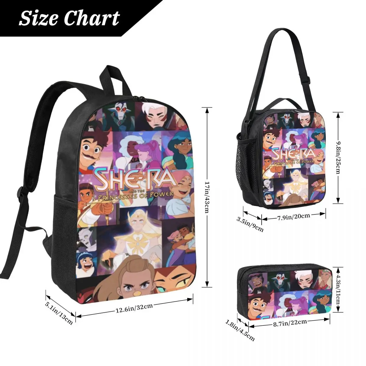 She-Ra And The Princesses Of Power Backpack Lunch Box Pencil Boxes for Boys Girls Backpacks  School bag Bookbag Set