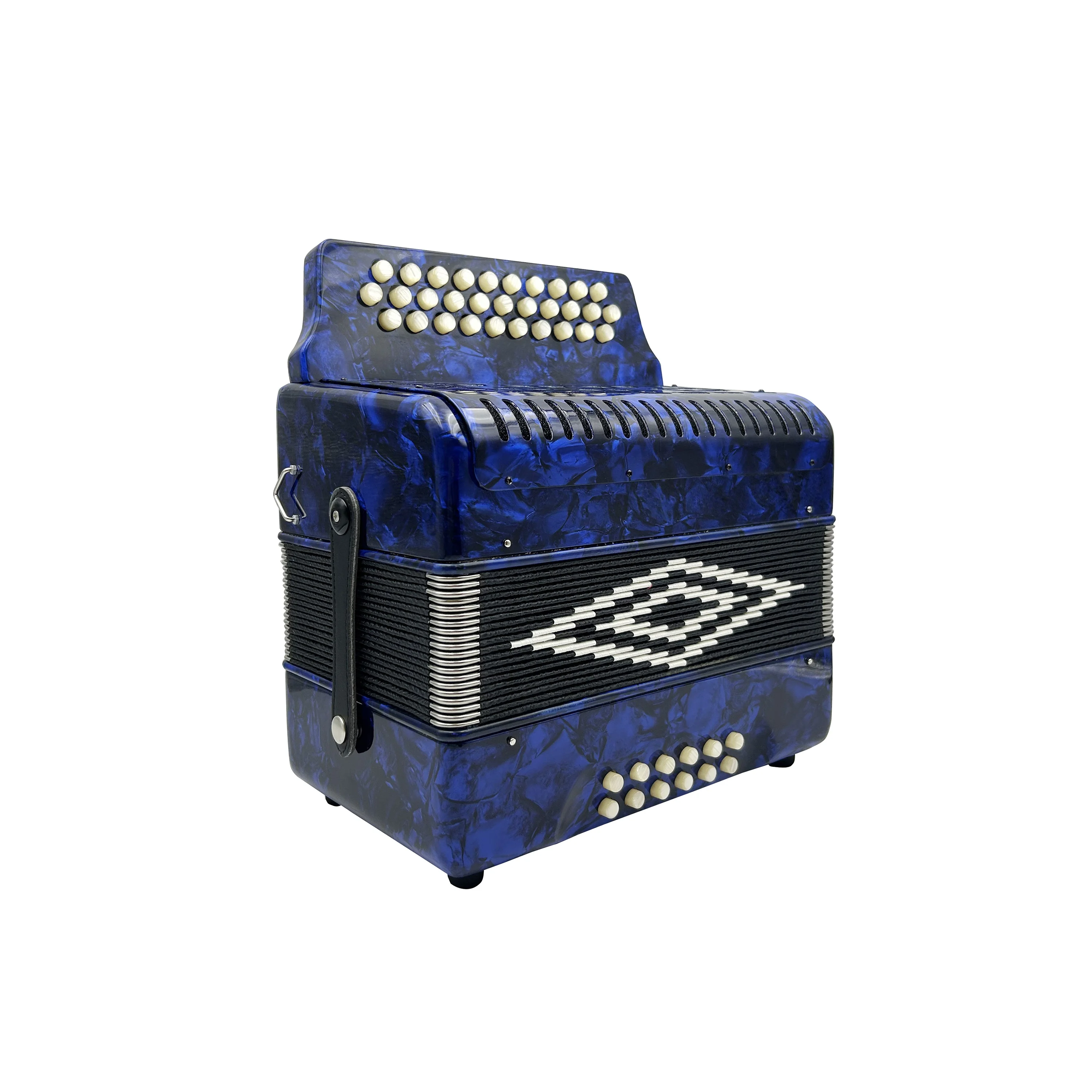 أداة الأكورديون الخشبية المهنية Diatonic 31 أزرار 12 باس طالب الأزرق الملكي السليلويد الأبيض JB3112A نموذج المحمولة