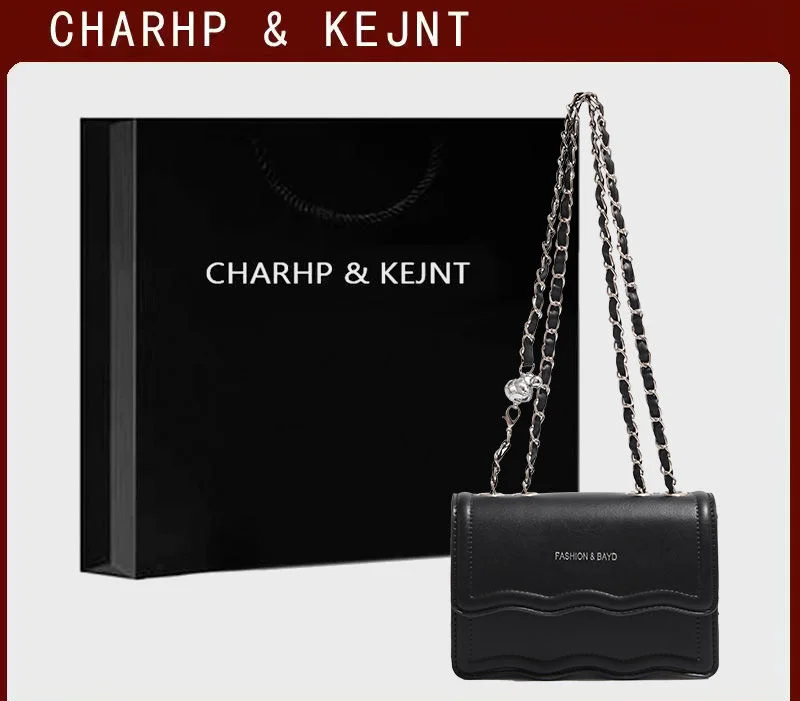 CHARHP&KEJNT Borsa a tracolla piccola quadrata con catena semplice e tinta unita da donna 2024_voghion.com