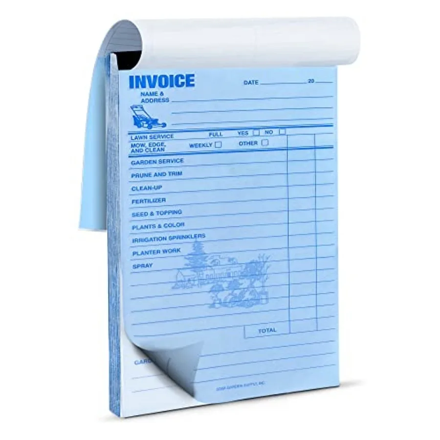 Garden Service Receipt Book for Gardening Services 100 Pages Invoice Book for Small Business with Yellow Copy Page and White Pa