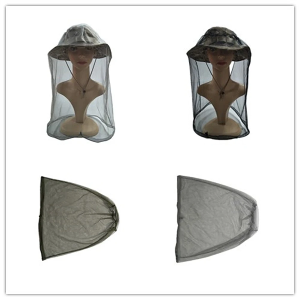1Pcs Mosquito Proof Hat Grey Lightweight Quick-Drying Fishing Net Cap Outdoor Insect Protection Face Neck Cover Boonie