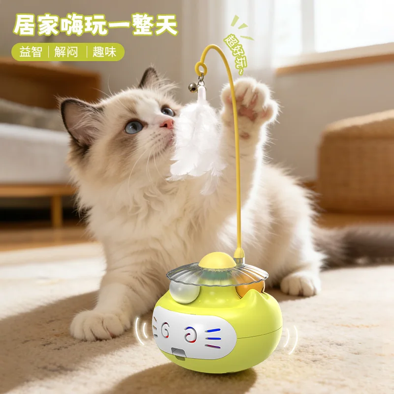 

Interactive Cat Toy Tumbler Teaser Stick Catnip Feather Bell Self-Play Kitten Funny Entertaining Pet Supplies for Indoor Cats