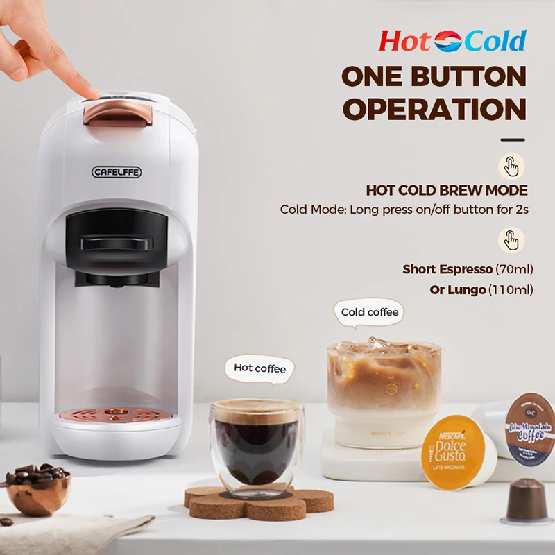 5 in 1 Capsule Coffee Machine Fully Automatic Small Coffee Machine 7 Levels of Hot and Cold Ltalian American Capsule Machine