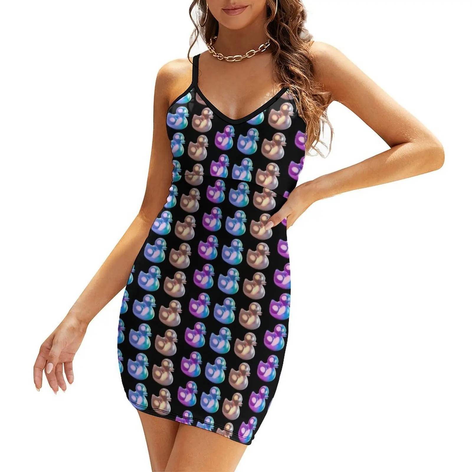 Shiny Rubber Duck Trio Sling Dress Dress vintage women's elegant loose dresses summer dresses for women 2025