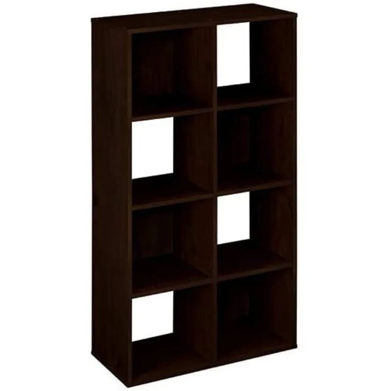 

8 Cubes Organizer Bookcase Wood Bookshelf Open Book Shelf 4-Tier Multipurpose Storage Rack Stand Sturdy Dark Brown[US-Stock]