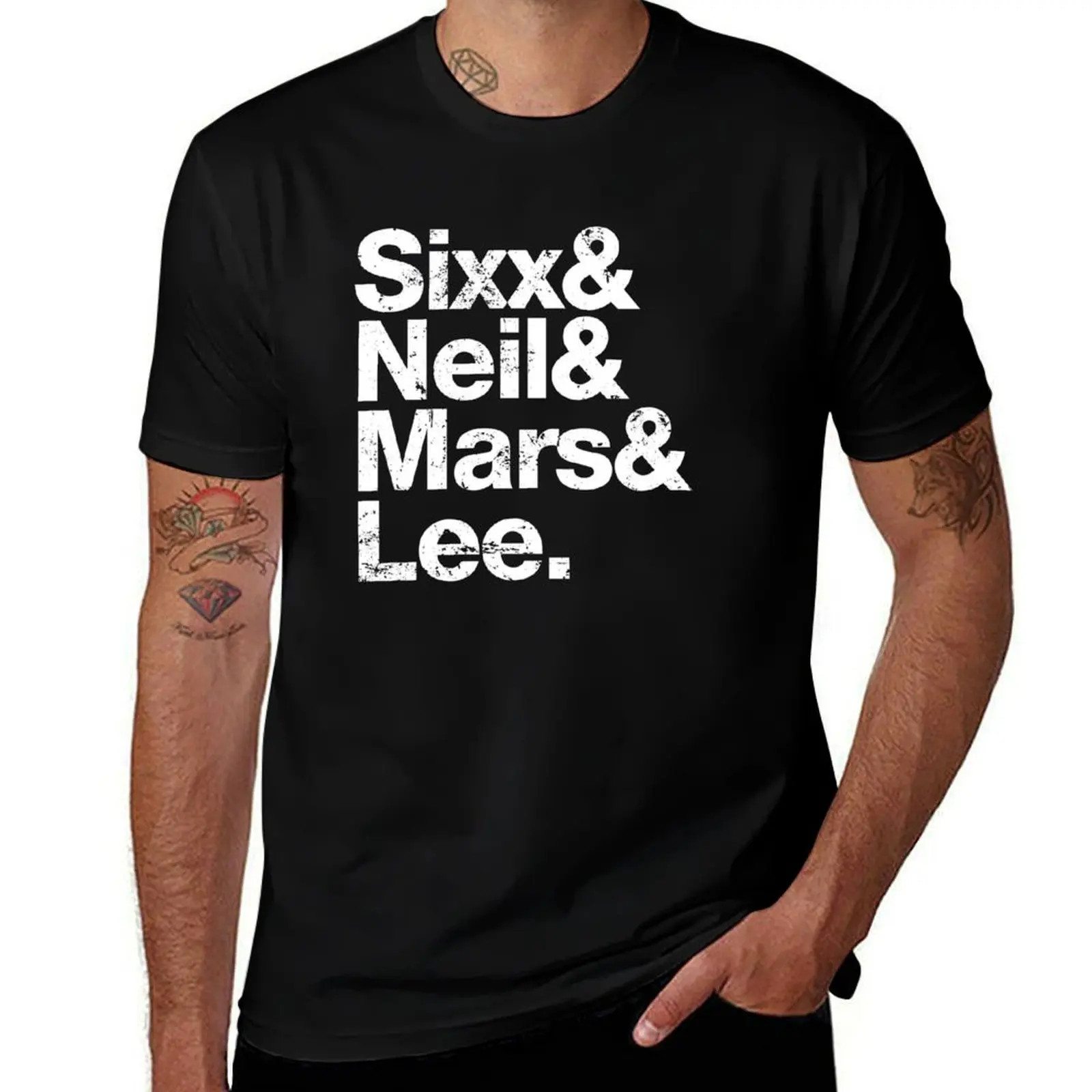 Sixx Neil Mars Lee Moutley Crue T-Shirt Work Outdoor T-Shirt for Men
