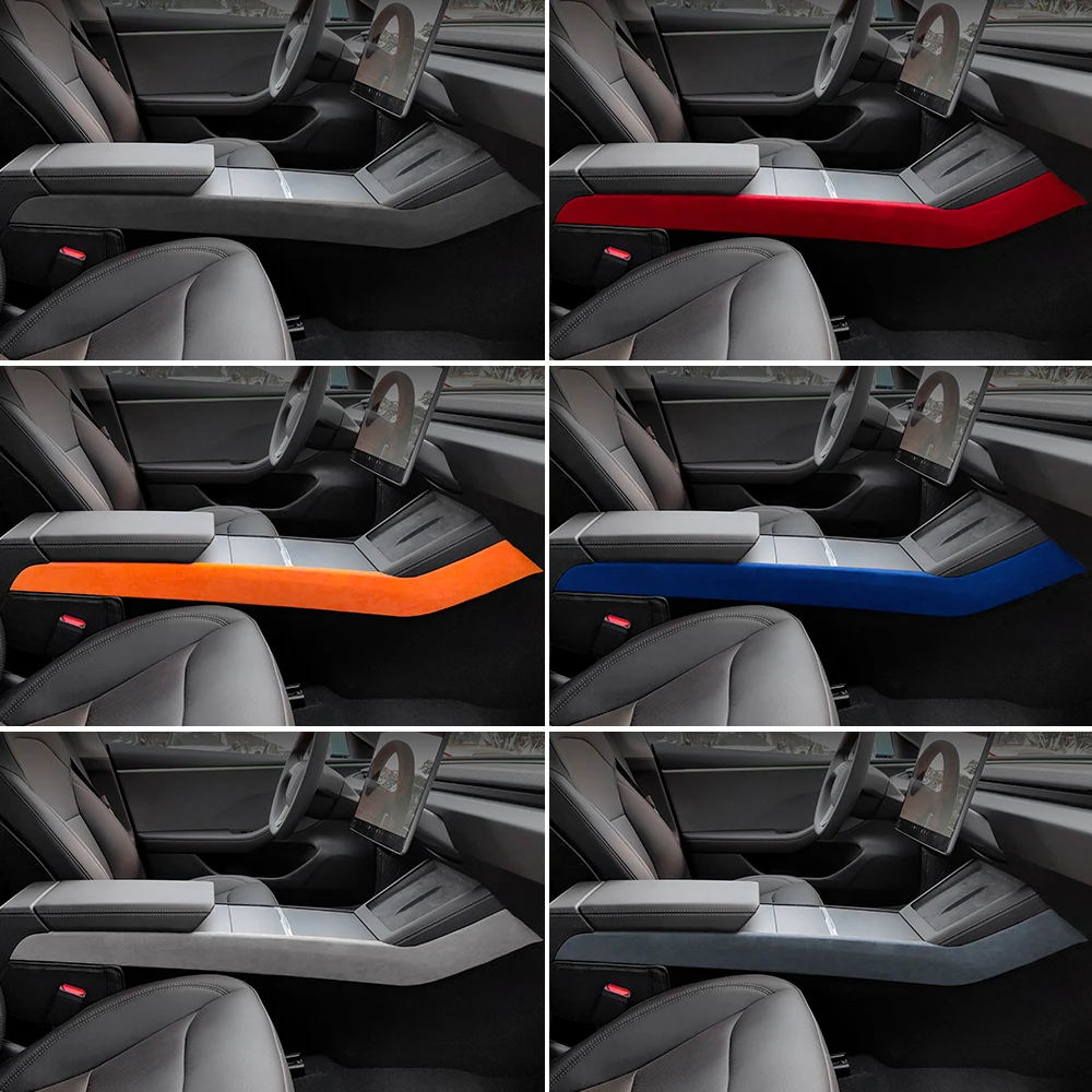 Italian Top Suede Center Console Side Strip Trim Stickers for Tesla Model 3 Highland 2024-Up Decor Car Interior Accessories