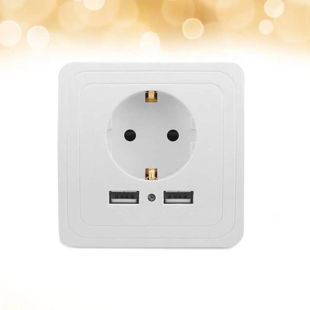 

2 Usb Wall Socket Eu Outlet Fire-Resistant Easy Install For Home Office Commercial Use Charging Panel Socket Usb Wall