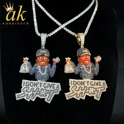 Out Pendant for Men I Don’t Give Necklace Prong Charm Real Gold Plated Hip Hop Fashion Jewelry