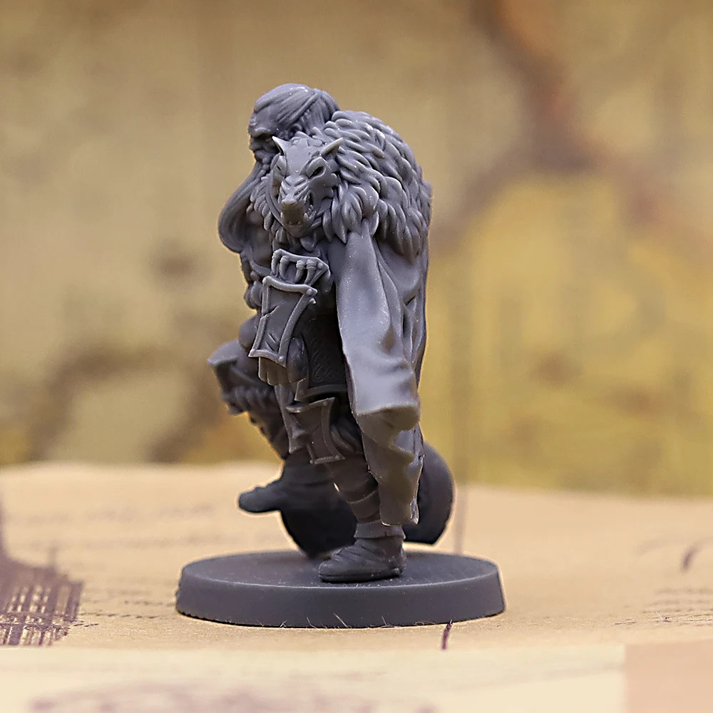 Barbarian Warrior with Battle Axe Unpainted Resin Miniature Tabletop RPG Wargaming Board Game Figurine
