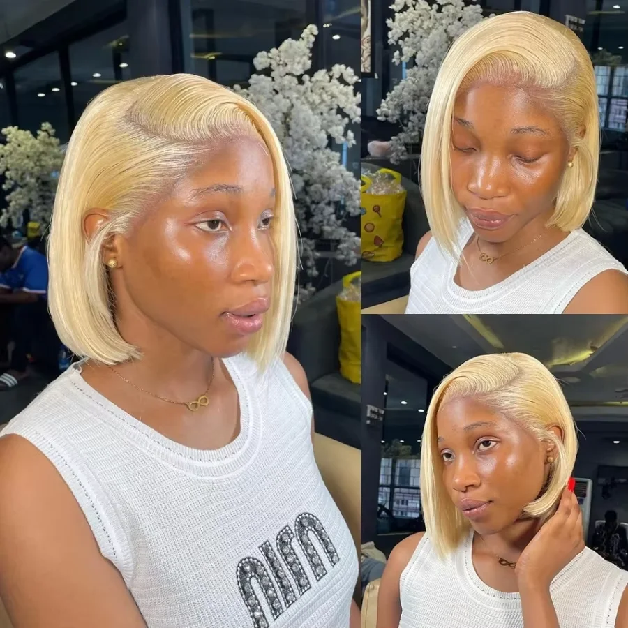 Honey Blonde 7x6 613 Colored Short Bob Wigs 8-14 Inch Bone Straight Pre-plucked 13x6 HD Lace Front Human Hair Bob Wigs For Women