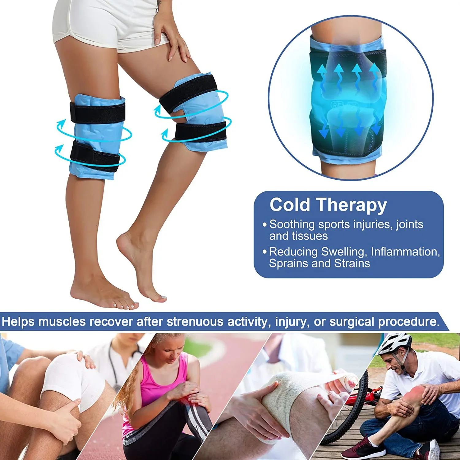 

Knee Pain Relief Ice Pack Reusable Swelling Knee Replacement Gel Ice Wrap Leg Injuries Surgery Cold Compress Therapy