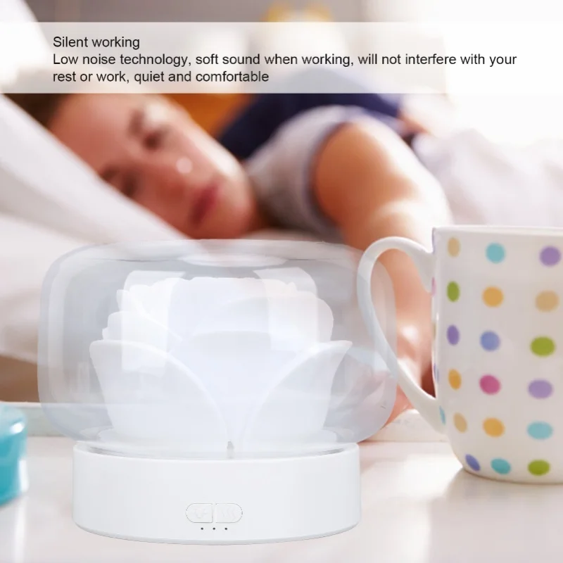 Aromatherapy Essential Oil Diffuser Quiet Timing Auto Power Off Flower Aroma Diffuser Humidifier With Ambient Light For Bedroom