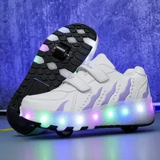 Children’s Two Wheels Luminous Glowing Sneakers Heels Led Light Roller Skate Shoes Kids Led Shoes Boys Girls USB Charging