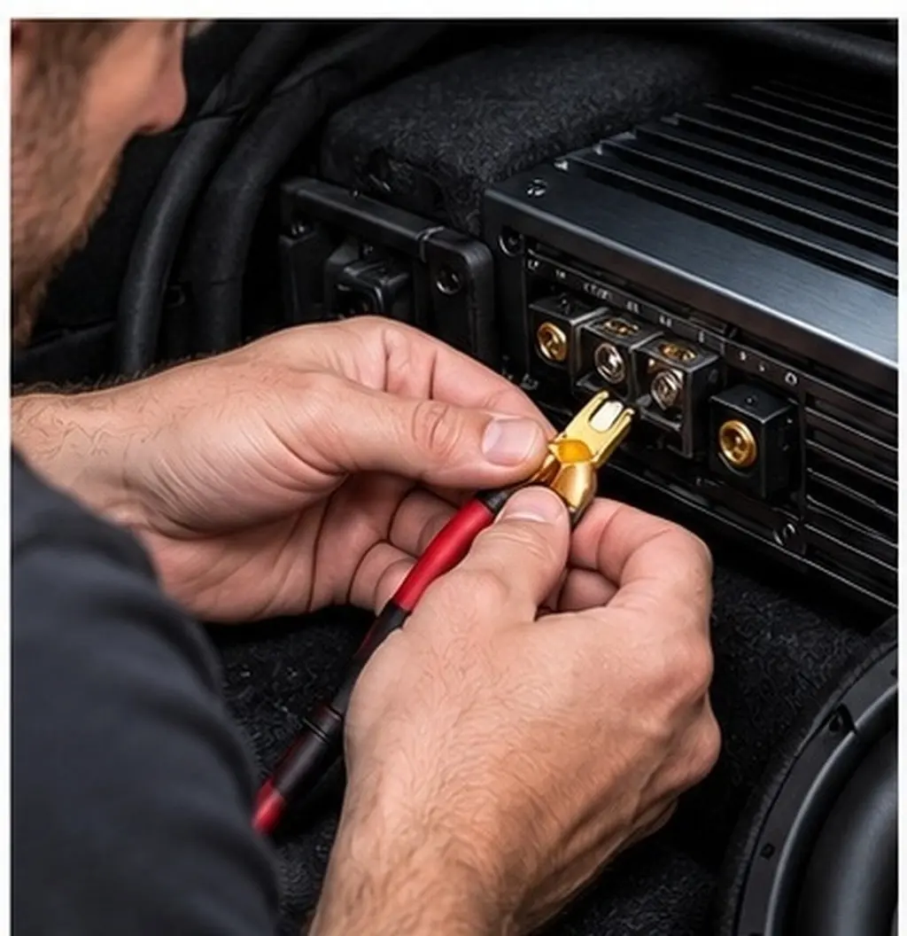 10Pcs Heavy Duty U-Shaped Car Audio Terminal Connectors Speaker Spade Fork Wire Crimp Connectors for Amp Subwoofer